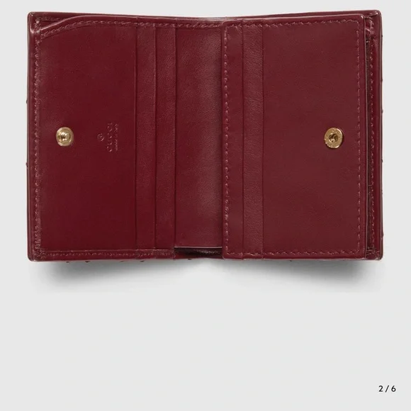 Gucci Quilted Chevron Mini Wallet - Deep Maroon with Gold Hardware - Picture 3 of 8